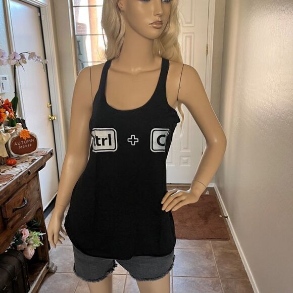 FIFTH SUN Control C Racerback Tank Top in Black Size Large NEW - Picture 2 of 9